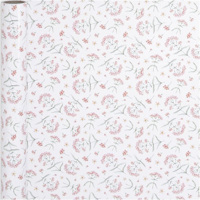 Gavepapir, blomster, B: 50 cm, 80 g, 5 m/ 1 rl.