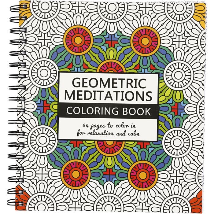 Mindfulness malebog, geometrisk, str. 19,5x23 cm, Antal sider 64, 1 stk.