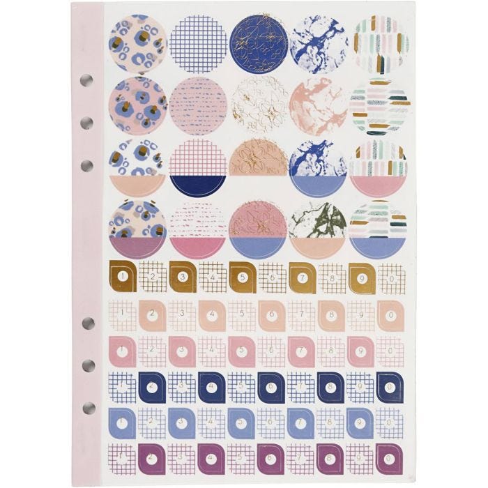 Stickersbog, blomster, A5, guld, lilla, rosa, 1 stk.