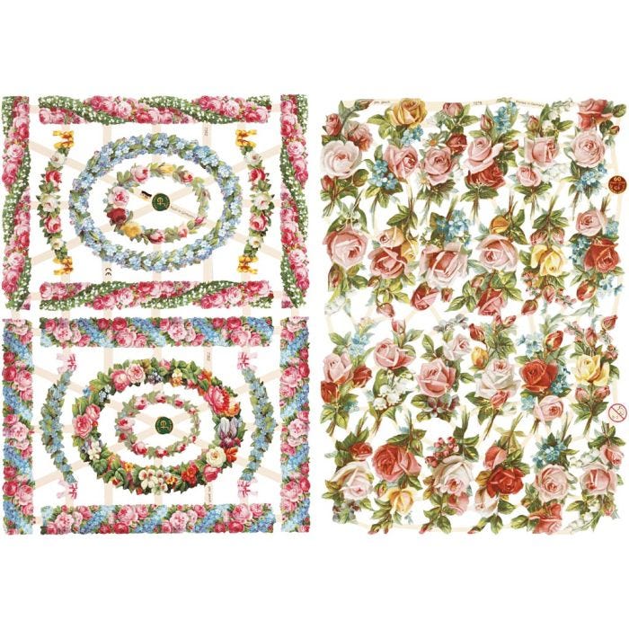 Glansbilleder, småblomster, ark 16,5x23,5 cm, 2ark/ 1 pk.