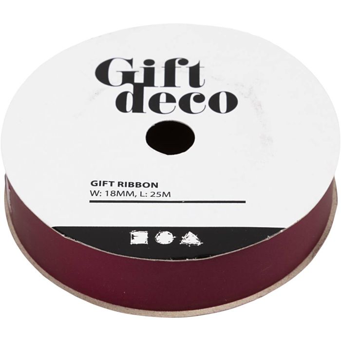Gavebånd, B: 18 mm, mat, rød, 25 m/ 1 rl.