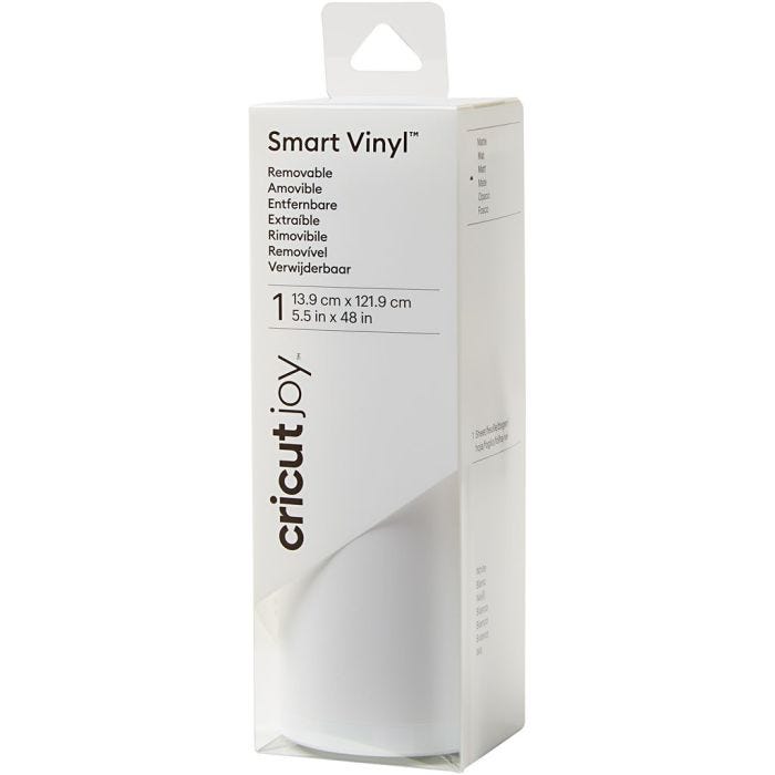 Cricut Joy Smart Aftagelig Vinyl, str. 14x122 cm, mat, hvid, 1 stk.