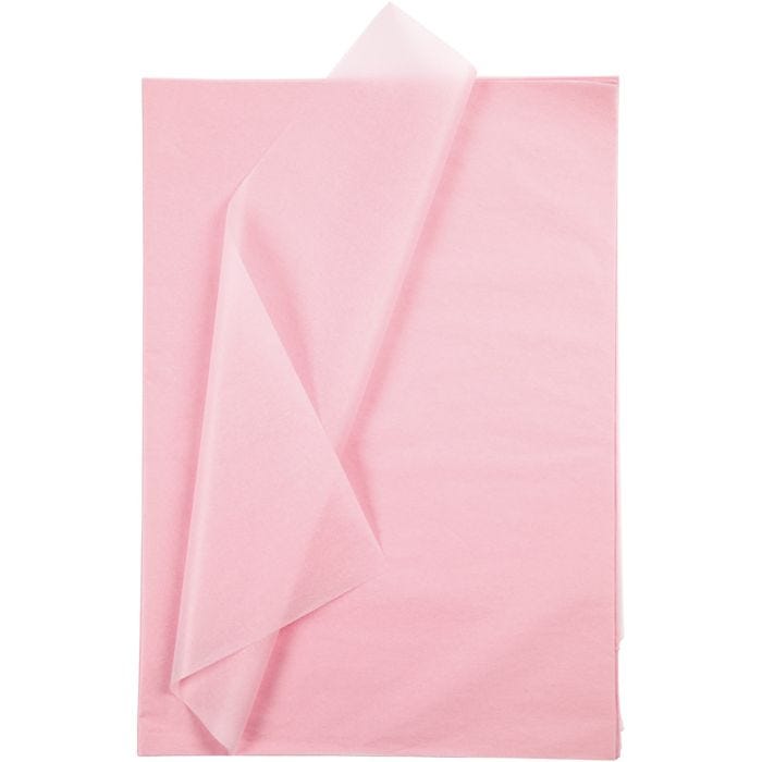 Silkepapir, ark 50x70 cm, 17 g, lys rosa, 10 ark/ 1 pk.