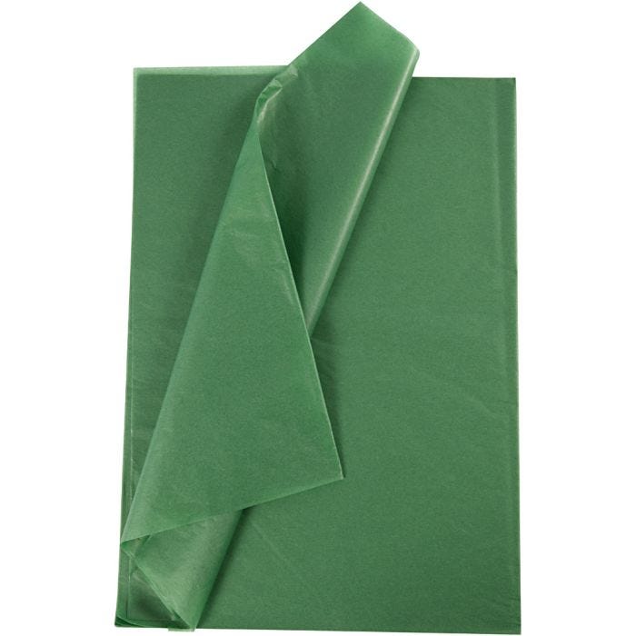Silkepapir, ark 50x70 cm, 17 g, grøn, 10 ark/ 1 pk.