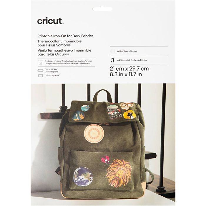 Cricut Printbar Iron-On, Til mørke tekstiler, 3 ark/ 1 pk.