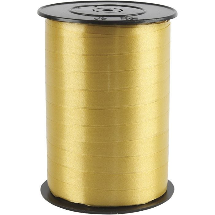 Gavebånd, B: 10 mm, blank, guld, 250 m/ 1 rl.