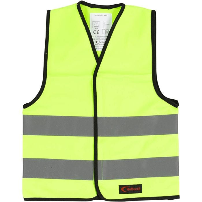 Refleksvest, XS, L: 47 cm, B: 40 cm, str. 4-6 år, grøn, 1 stk.