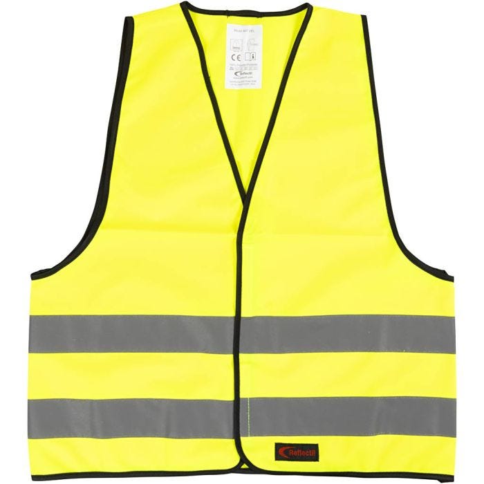 Refleksvest, S, L: 51 cm, B: 46 cm, str. 6-10 år, gul, 1 stk.
