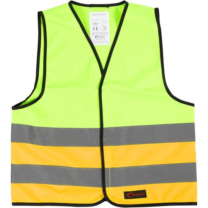 Refleksvest, S, L: 51 cm, B: 46 cm, str. 6-10 år, grøn, orange, 1 stk.