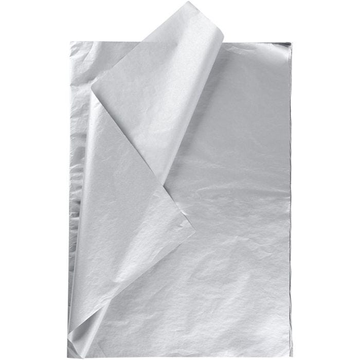 Silkepapir, ark 50x70 cm, 14 g, sølv, 25 ark/ 1 pk.