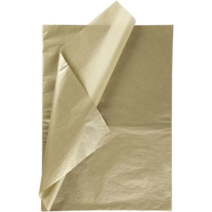 Silkepapir, ark 50x70 cm, 17 g, guld, 25 ark/ 1 pk.