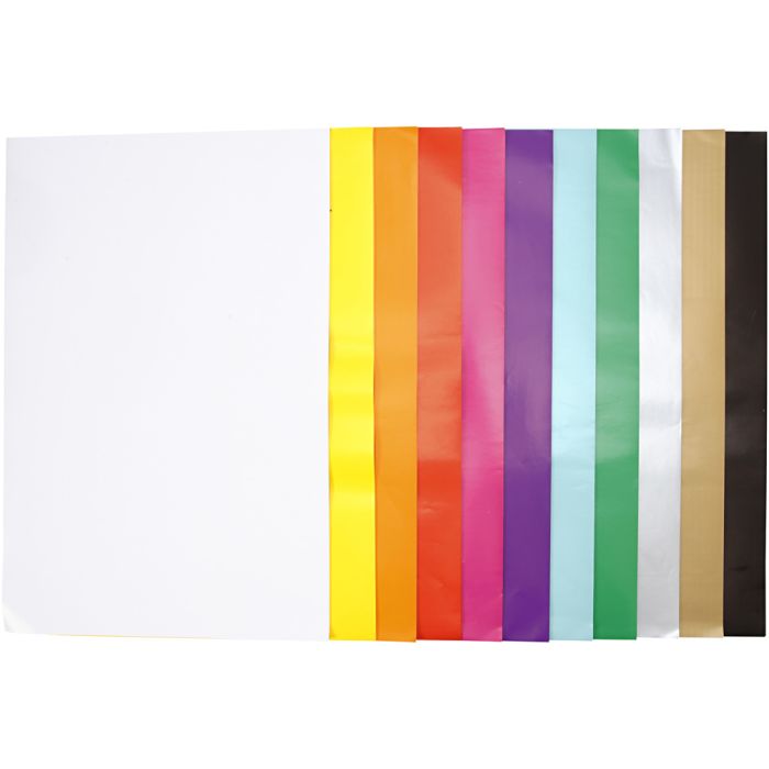 Glanspapir, ark 32x48 cm, 80 g, ass. farver, 11x25 ark/ 1 pk.