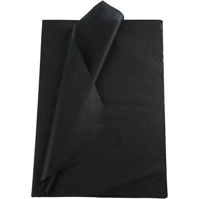 Silkepapir, ark 50x70 cm, 17 g, sort, 25 ark/ 1 pk.