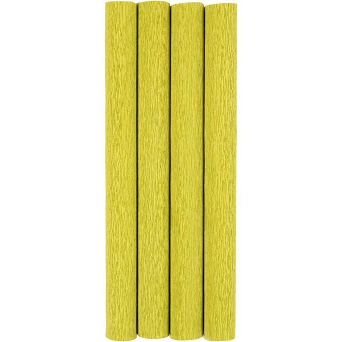 Crepepapir, ark 25x60 cm, Stræk/crepe: 180%, 105 g, lys grøn, 4 ark/ 1 pk.