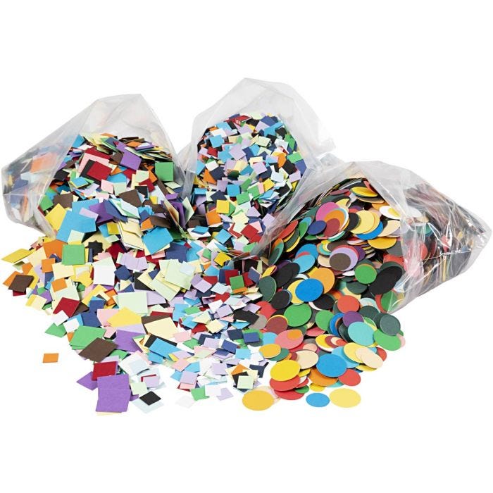 Kartonmosaik, str. 10+15+20 mm, ass. farver, 8x180 g/ 1 pk.