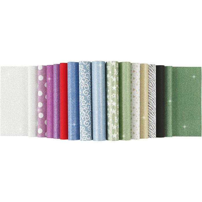 Glitterpapir i blok, A4, ark 210x297 mm, 150 g, 30ark/ 1 stk.
