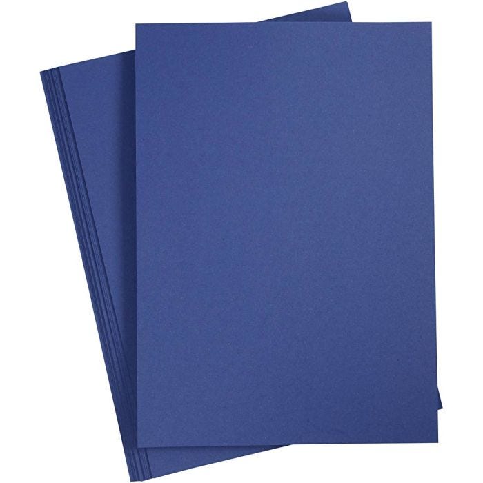 Karton, A4, ark 210x297 mm, 180 g, mørk blå, 20 ark/ 1 pk.