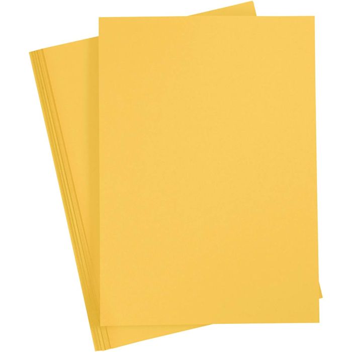 Karton, A4, ark 210x297 mm, 180 g, solgul, 20 ark/ 1 pk.
