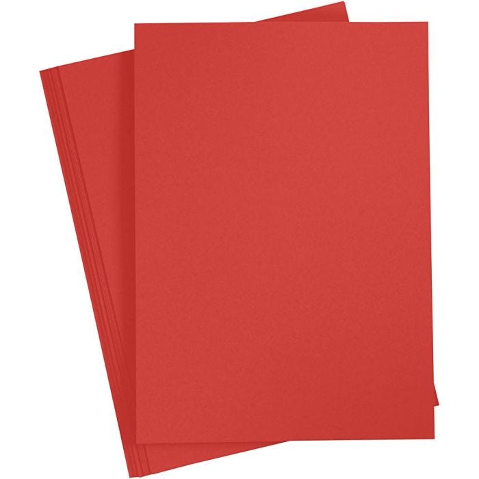 Karton, A4, ark 210x297 mm, 180 g, rød, 20 ark/ 1 pk.