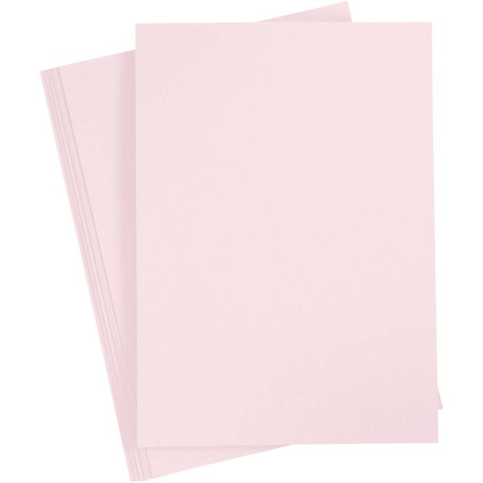 Karton, A4, ark 210x297 mm, 210 g, lys rosa, 10 ark/ 1 pk.