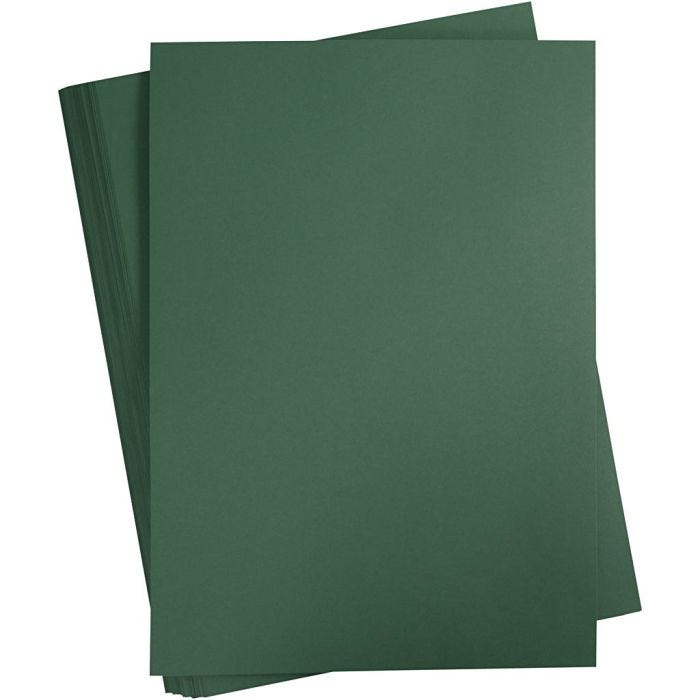 Karton, A2, ark 420x594 mm, 180 g, mørk grøn, 100 ark/ 1 pk.