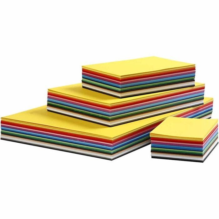 Creativ Karton, A2,A3,A4,A5,A6, 180 g, ass. farver, 1800 ass. ark/ 1 pk.