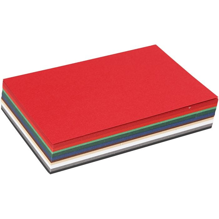 Julekarton, A6, ark 105x148 mm, 180 g, ass. farver, 120 ass. ark/ 1 pk.