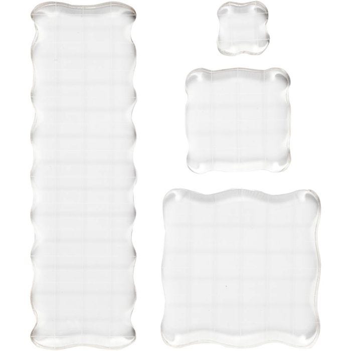 Akrylblok , str. 2,5x2,5+5x5+7,6x7,6+5x16,5 cm, tykkelse 1 cm, 4stk./ 1 pk.