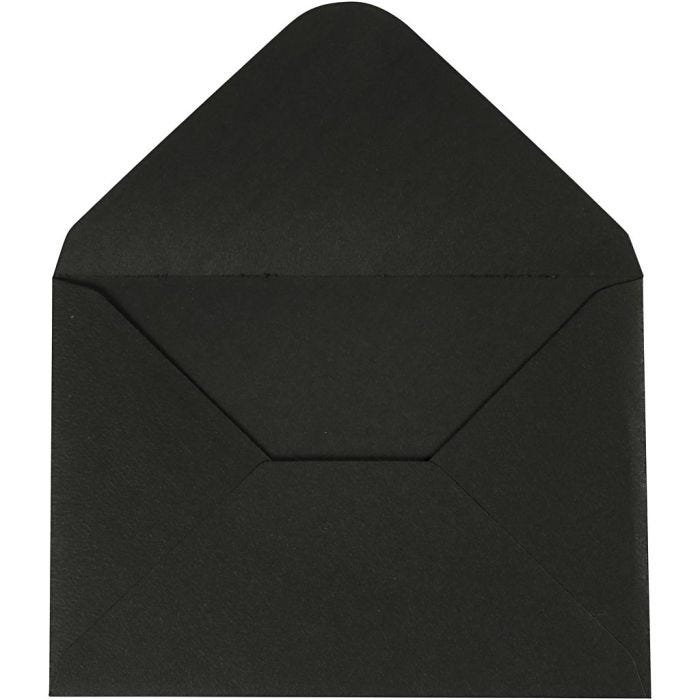 Kuvert, kuvert str. 11,5x16 cm, 110 g, sort, 10 stk./ 1 pk.