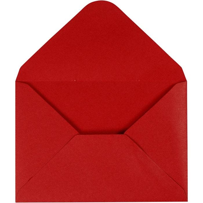 Kuvert, kuvert str. 11,5x16 cm, 110 g, rød, 10 stk./ 1 pk.