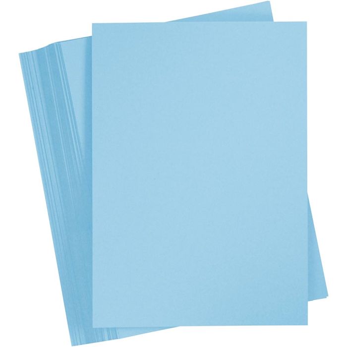 Karton, A4, ark 210x297 mm, 180 g, lys blå, 100 ark/ 1 pk.