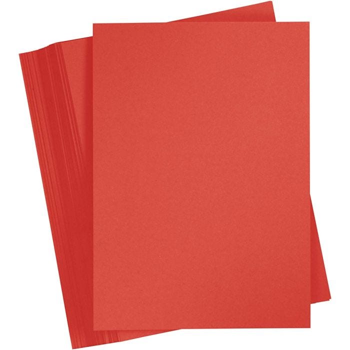 Karton, A4, ark 210x297 mm, 180 g, rød, 100 ark/ 1 pk.