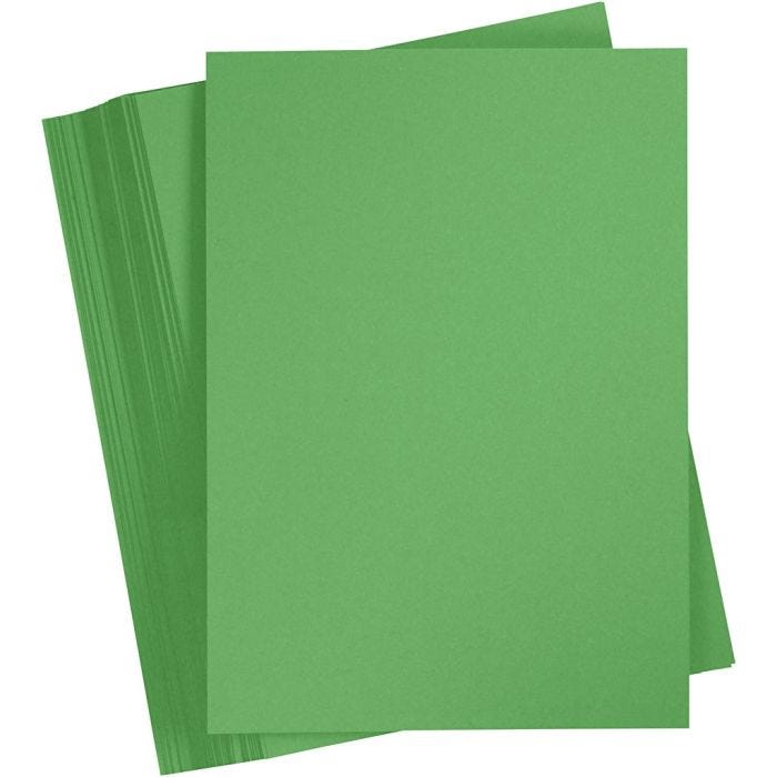 Karton, A4, ark 210x297 mm, 180 g, græsgrøn, 100 ark/ 1 pk.
