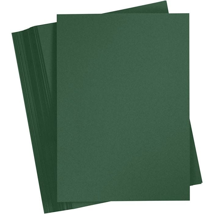 Karton, A4, ark 210x297 mm, 180 g, mørk grøn, 100 ark/ 1 pk.