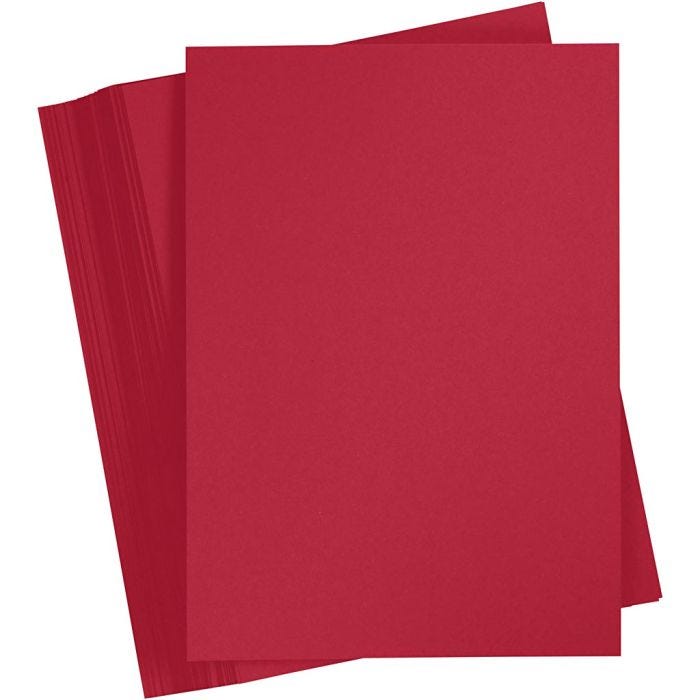 Karton, A6, ark 105x148 mm, 180 g, julerød, 100 ark/ 1 pk.