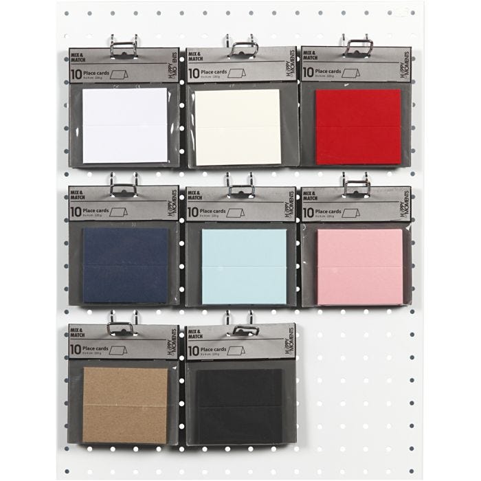 Bordkort, str. 9x4 cm, 220 g, ass. farver, 8x10 pk./ 1 pk.