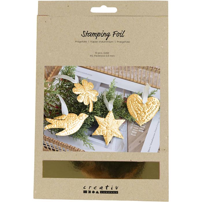 Prægefolie, A5, ark 148x210, tykkelse 0,9 mm, guld, 10 stk./ 1 pk.