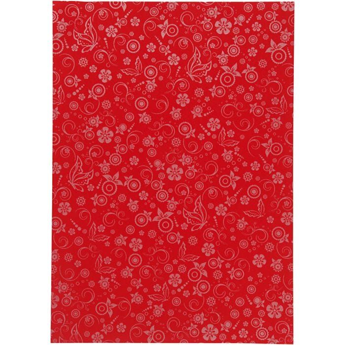 Papir, A4, ark 210x297 mm, 80 g, rød, 20 ark/ 1 pk.