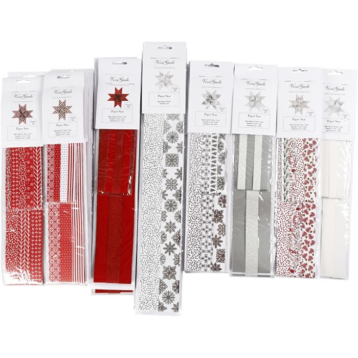 Stjernestrimler, L: 45-100 cm, B: 15+25+40 mm, Indhold kan variere, 640 strimler/ 1 pk.