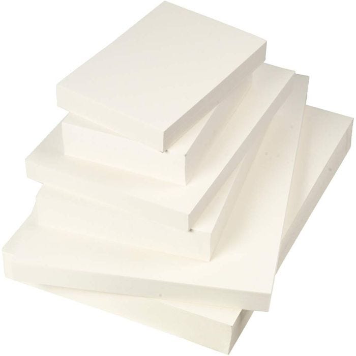 Akvarelpapir, A3,A4,A5, 200+300 g, hvid, 6x100ark/ 1 pk.