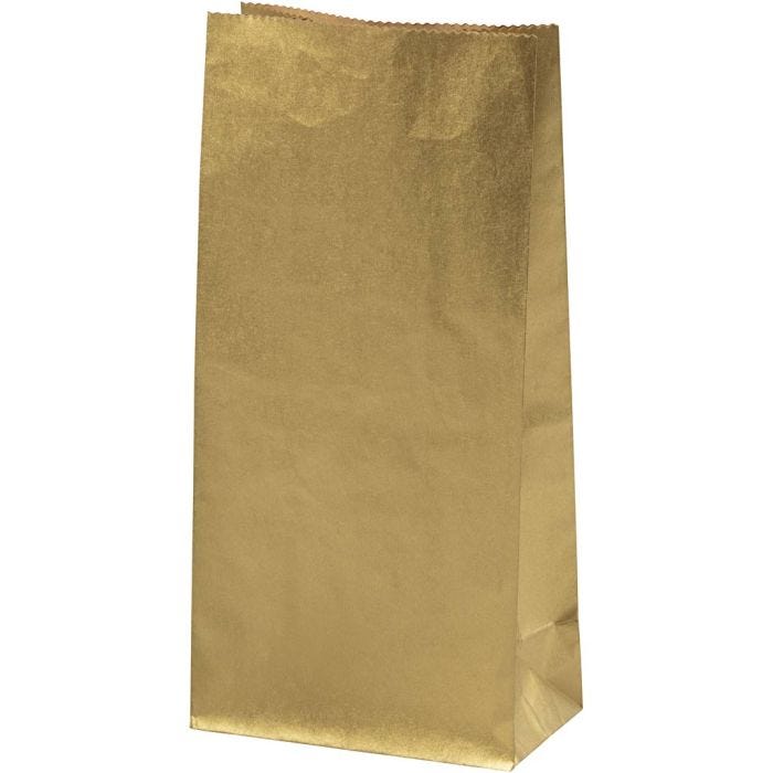 Papirposer, H: 22.5 cm, str. 6,5x11 cm, 50 g, guld, 100 stk./ 1 pk.