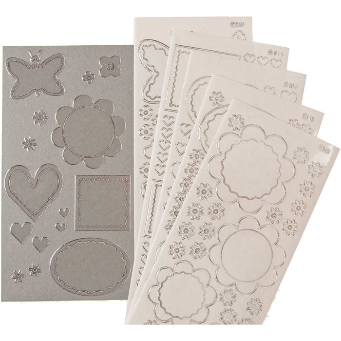 Stickers transparent/sølv, 4x5 ark, 20 ark/ 1 pk.