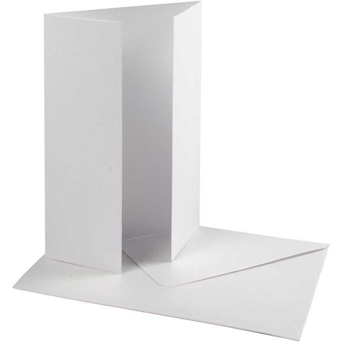 Perlemorskort med kuvert, kort str. 10,5x15 cm, kuvert str. 11,5x16,5 cm, 230+120 g, hvid, 10 sæt/ 1 pk.