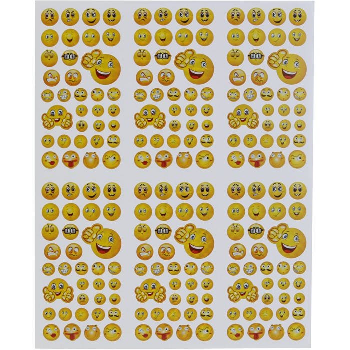 Stickers, Smileys, 20x25 cm, 5 ark/ 1 pk.