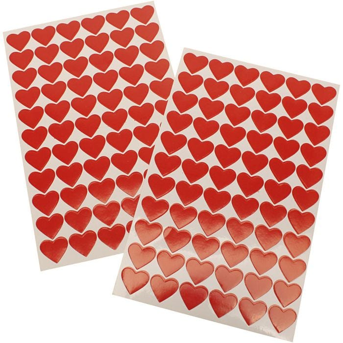 Hjertestickers, str. 14 mm, rød, 10ark/ 1 pk.