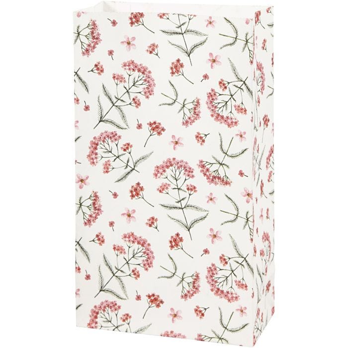 Papirposer, blomster, H: 21 cm, str. 6x12 cm, 80 g, 8 stk./ 1 pk.