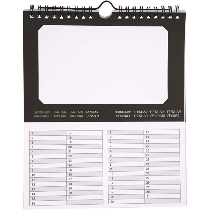 Evighedskalender, str. 19x23 cm, hulstr. 15,3x9,2 cm, 180 g, 5 stk./ 1 pk.