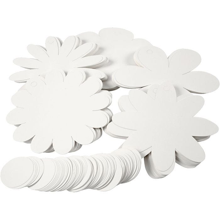 Blomster, diam. 20 cm, 400 g, hvid, 5x20 stk./ 1 pk.