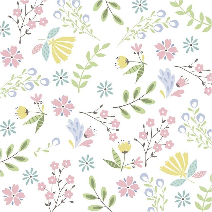 Servietter, Småblomstret, str. 33x33 cm, 20 stk./ 1 pk.