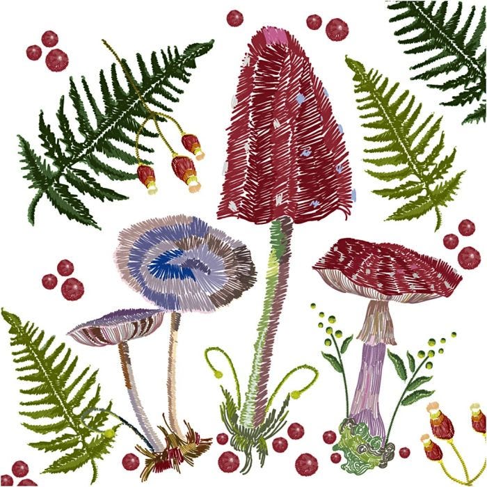 Servietter, Efterårssvampe, str. 33x33 cm, 20 stk./ 1 pk.